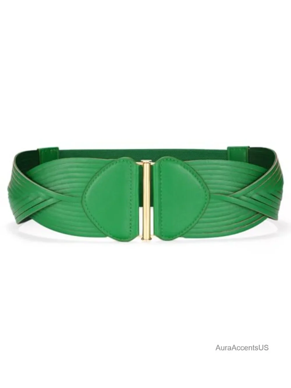 Wide Elastic Stretchy Waist Belt Faux Leather Snap Closure Women's Cinch Belt